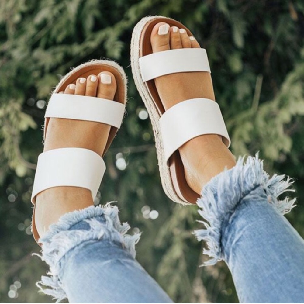 White Platform Espadrille Wedge Sandal